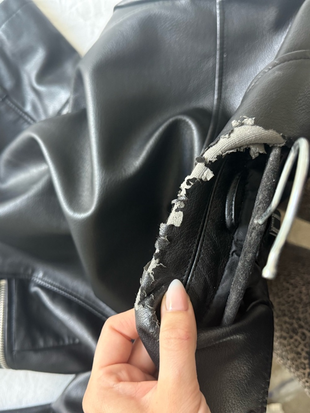 SOLD Black Faux Leather Moto Jacket - Picture 5 of 5
